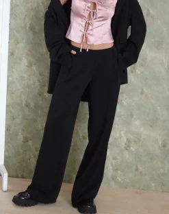 Motel Rocks Tailoring | Basics-Hondra Wide Leg Trouser in Black