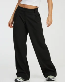 Motel Rocks Tailoring | Basics-Hondra Wide Leg Trouser in Black