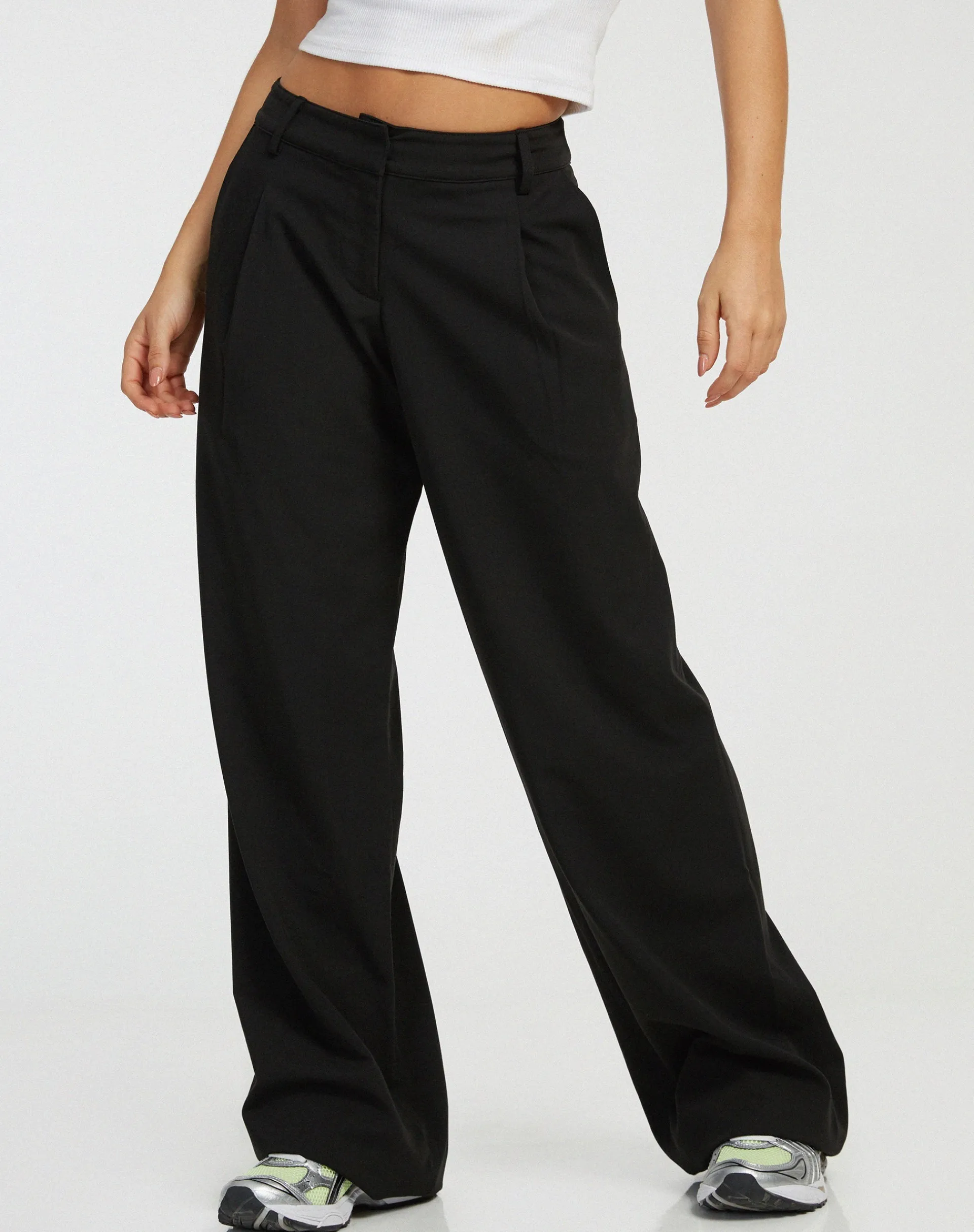 Motel Rocks Tailoring | Basics-Hondra Wide Leg Trouser in Black
