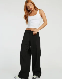 Motel Rocks Tailoring | Basics-Hondra Wide Leg Trouser in Black