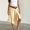 Motel Rocks Co-Ords | A Line Skirts-Houda Midi Skirt in Buttermilk with Grey Lace