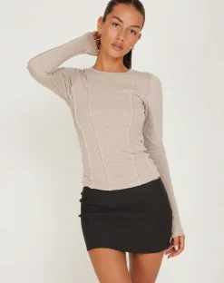 Motel Rocks Basic Tops | Long Sleeve Tops-Huda Long Sleeve Top in Coconut Milk