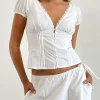 Motel Rocks Tailoring | Corset Tops-Ilias Corset Top in Poplin White PoplinWhite