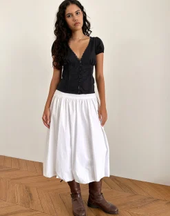 Motel Rocks Shirts And Blouses | Corset Tops-Ilias Corset Top in Poplin Black PoplinBlack