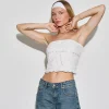 Motel Rocks Bandeau Tops | Lace Tops-Ilina Bandeau Top in Lace Ivory