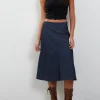 Motel Rocks Denim Skirts-Imbrella Denim Midi Skirt in Dark Indigo