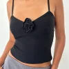 Motel Rocks Corset Tops | Strappy Tops-Indus Cami Top in Rosette Black RosetteBlack