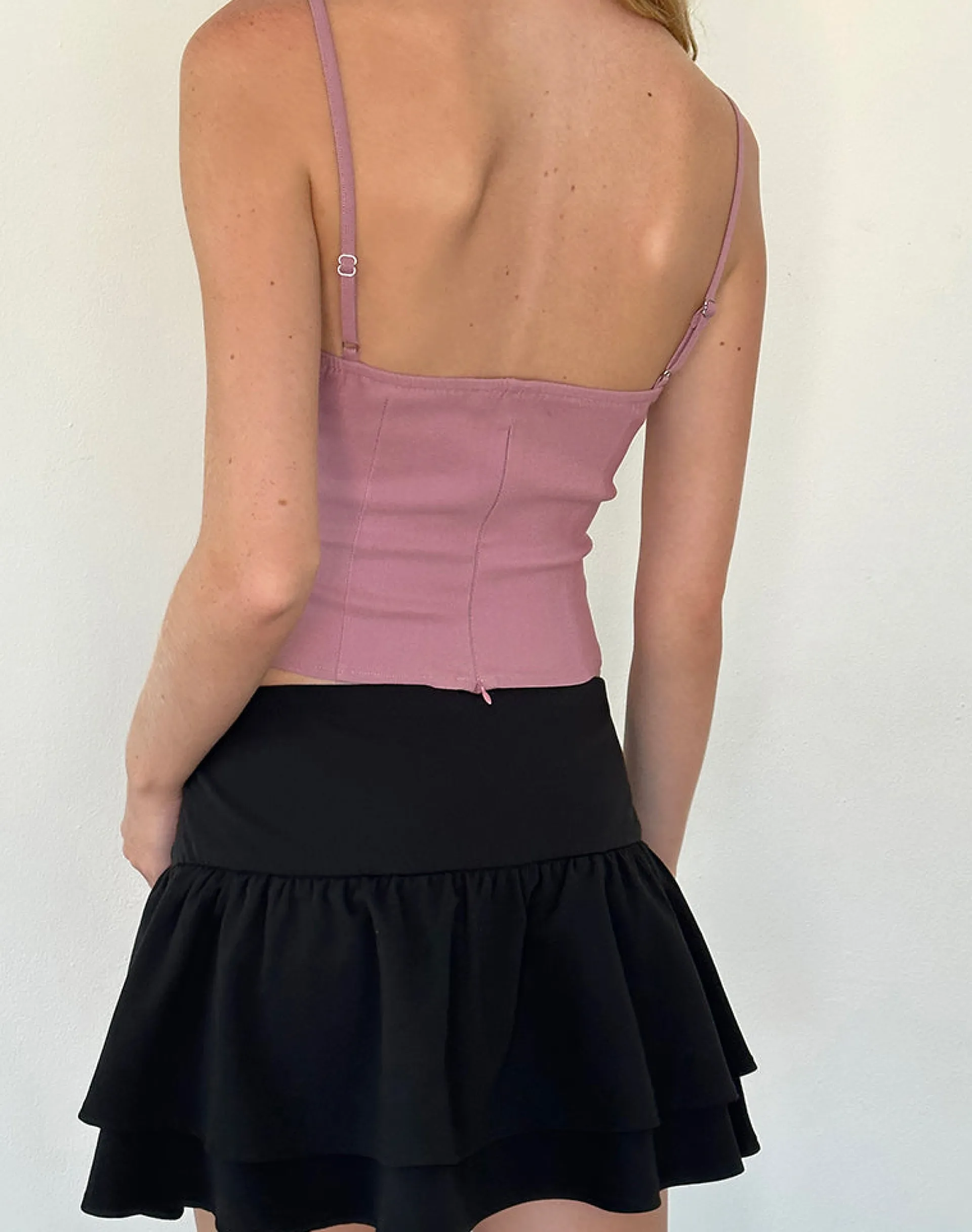 Motel Rocks Corset Tops | Strappy Tops-Indus Cami Top in Rosette Dusky Pink RosetteDuskyPink