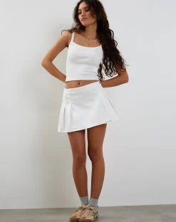 Motel Rocks Pleated Skirts-Inica Pleated Mini Skirt in Off White