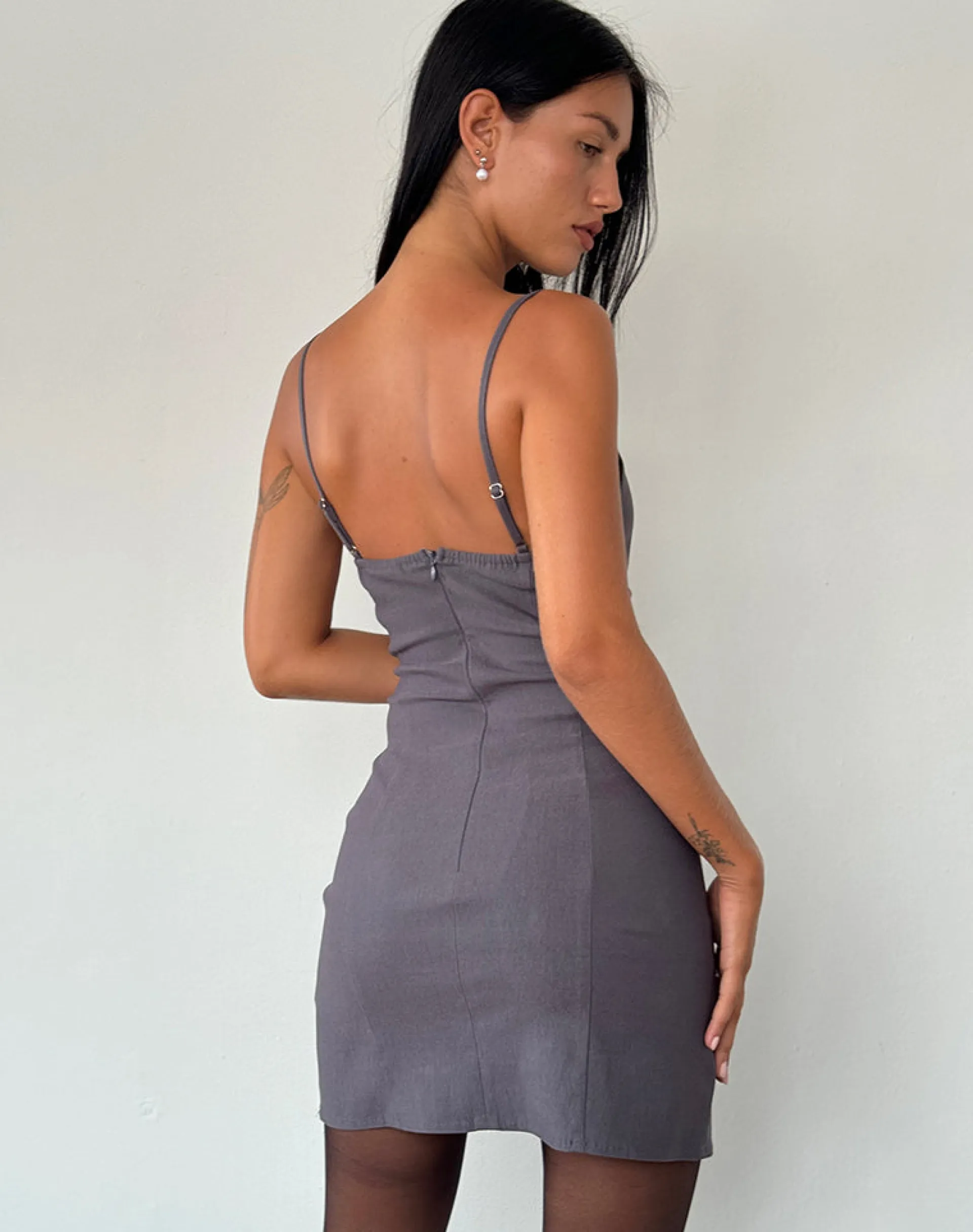 Motel Rocks Bodycon Dresses | Party Dresses-Inila Mini Dress in Tailoring Grey