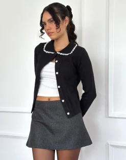 Motel Rocks A Line Skirts | Mini Skirts-Iniya Aline Mini Skirt in Dark Grey