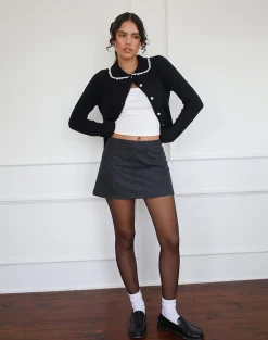 Motel Rocks A Line Skirts | Mini Skirts-Iniya Aline Mini Skirt in Dark Grey