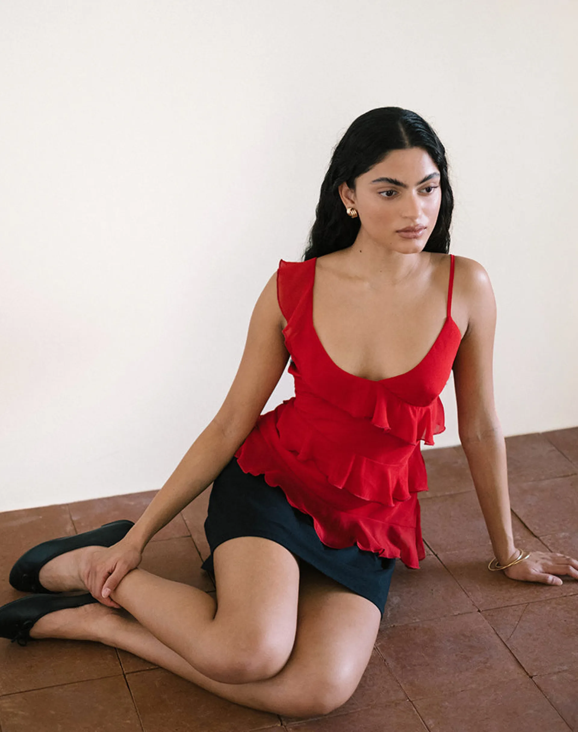 Motel Rocks Strappy Tops | Going Out Tops-Irani Top in Red