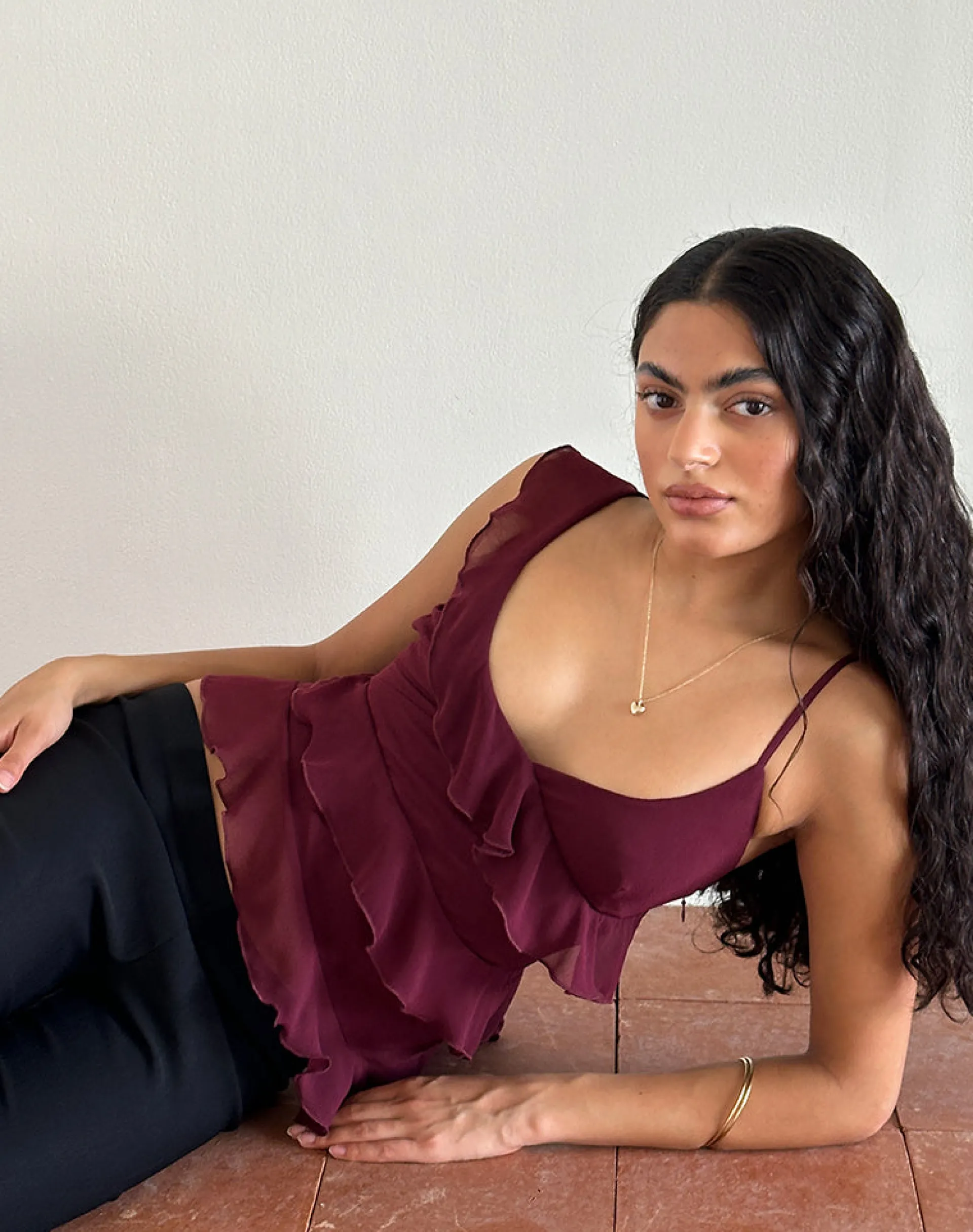 Motel Rocks Strappy Tops | Going Out Tops-Irani Top in Ruby Wine RubyWine