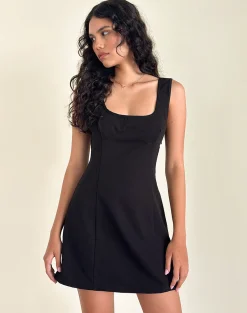 Motel Rocks Tailoring | Little Black Dresses-Irinel Bow Back Mini Dress in Black