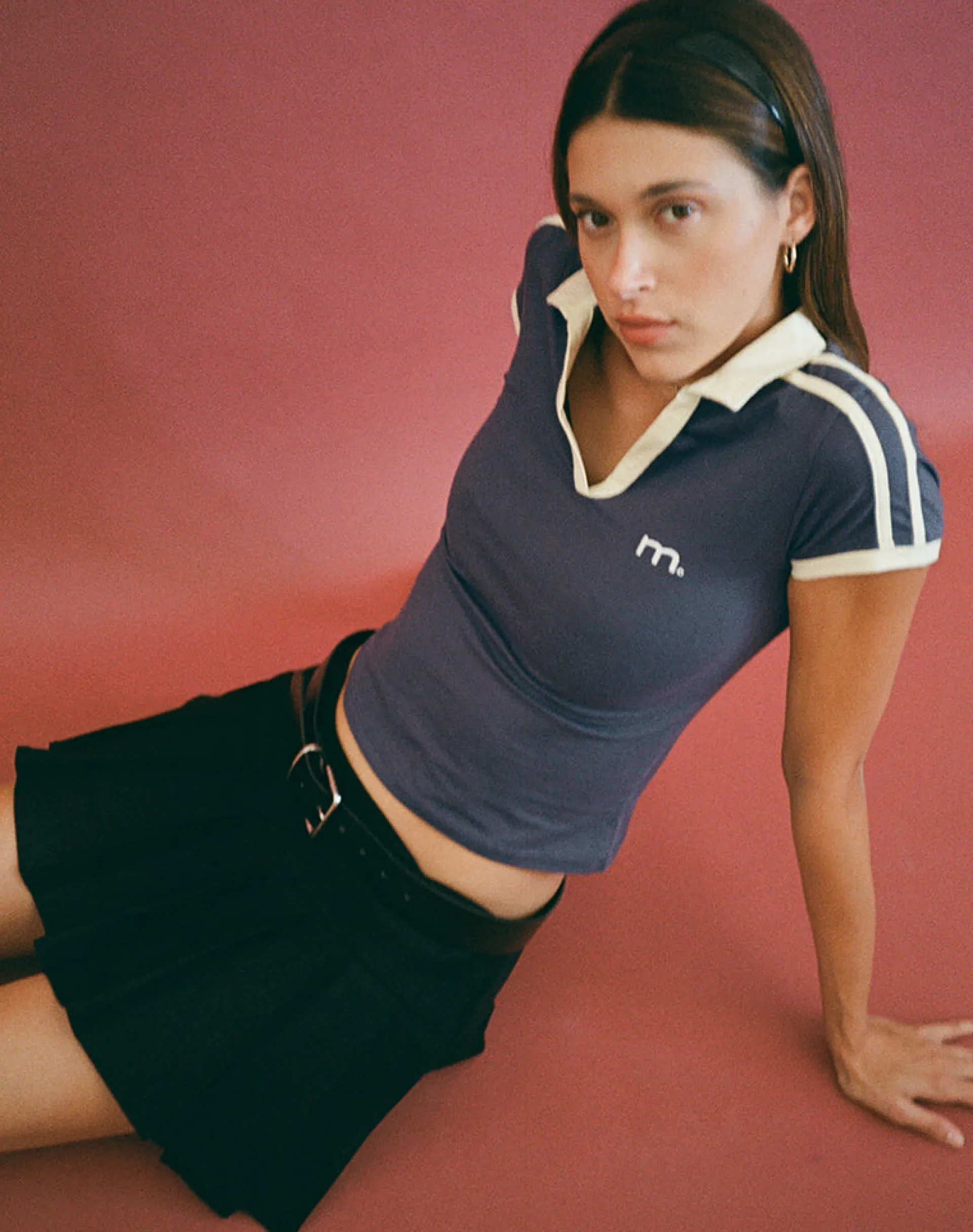 Motel Rocks Basics | Basic Tops-Isda Polo Top in Greystone with Buttermilk Binding GreystonewithButtermilkBinding