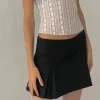 Motel Rocks A Line Skirts | Pleated Skirts-Istaka Mini Skirt in Black Tailoring BlackTailoring