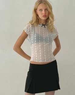 Motel Rocks A Line Skirts | Pleated Skirts-Istaka Mini Skirt in Black Tailoring BlackTailoring