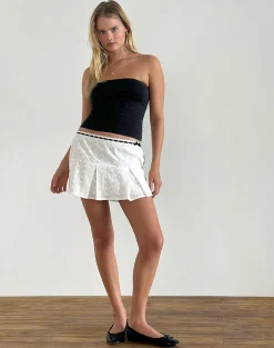 Motel Rocks Co-Ords | Pleated Skirts-Istana Skirt in Broderie White