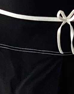 Motel Rocks A Line Skirts | Mini Skirts-Istari Bow Detail Mini Skirt in with White Binding black