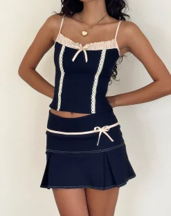 Motel Rocks Co-Ords | A Line Skirts-Istari Mini Skirt in navy