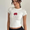 Motel Rocks Basic Tops | Printed Tops-Izzy Baby Tee in Off White 'Dont Bug Me' OffWhite'DontBugMe'