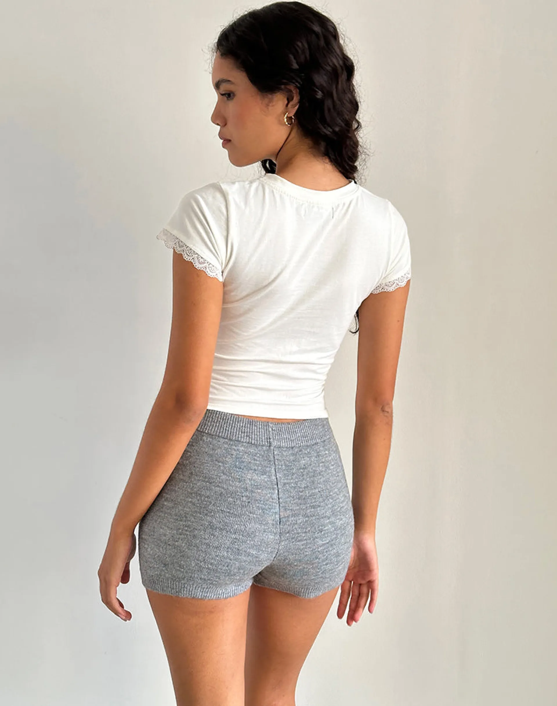 Motel Rocks Basics | Basic Tops-Izzy Baby Tee in Off White with Rabbit Print OffWhitewithRabbitPrint