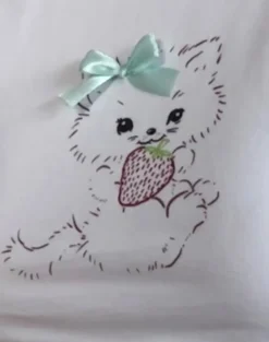 Motel Rocks Basic Tops | Printed Tops-Izzy Tee in White with Strawberry Cat Print WhitewithStrawberryCatPrint