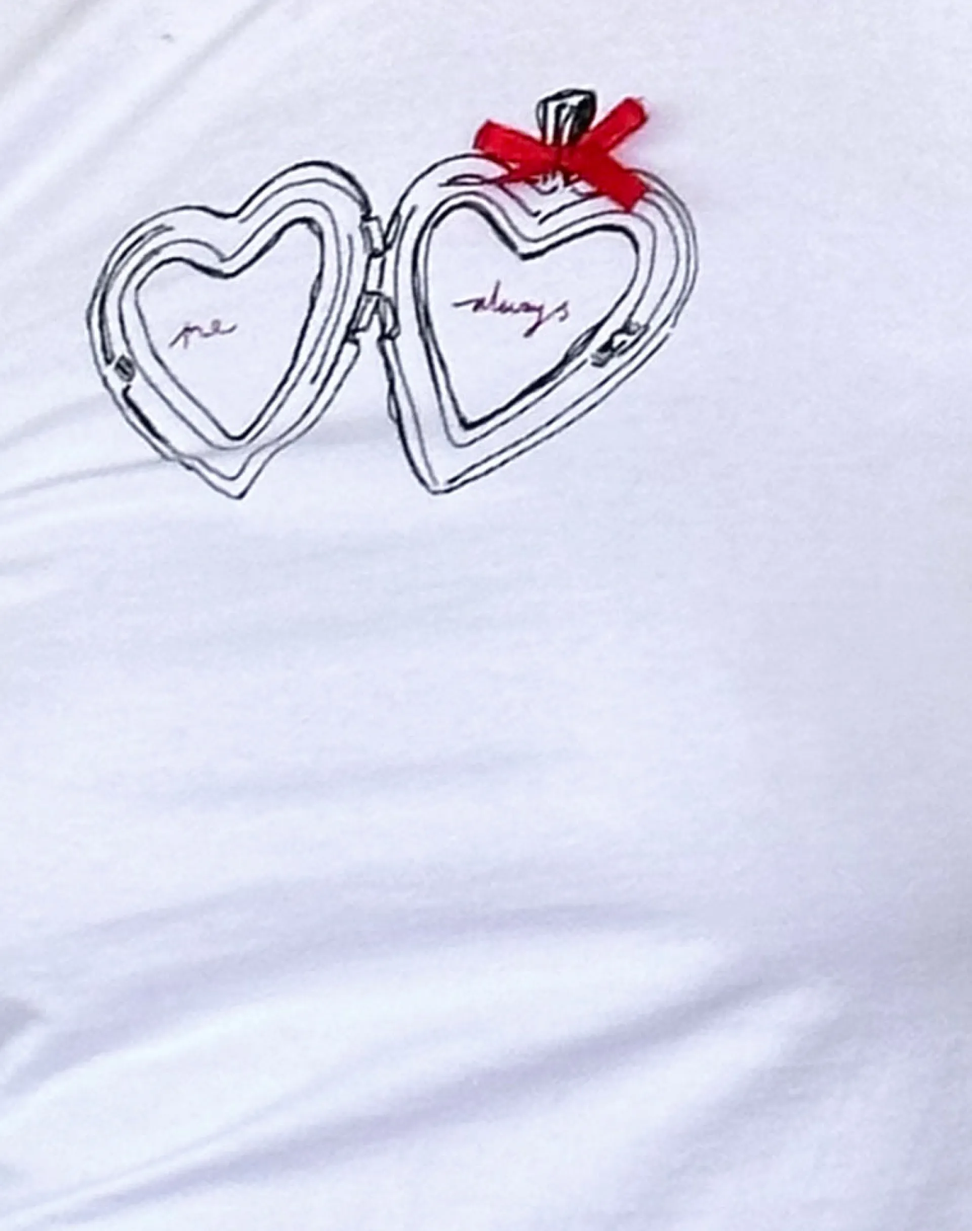 Motel Rocks Basics | Basic Tops-Izzy Tee with Me Always Motif in White with Bow MeAlwaysMotifinWhitewithBow