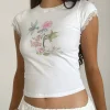 Motel Rocks Basic Tops | Printed Tops-Izzy Top in White Floral Bunch WhiteFloralBunch