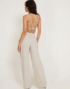 Motel Rocks Wide Leg Pants-Jabba Trouser in Light Cream lightcream