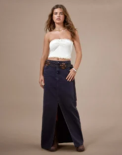 Motel Rocks Basics-Jachai Frill Detail Bandeau Top in Off White