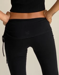 Motel Rocks Low Rise Pants-Jacie Jersey Flare Trouser in Black