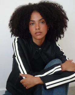 Motel Rocks Pu Jackets-Jacquie Zip Up Biker Jacket in PU Black PUBlack