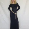 Motel Rocks Long Sleeve Dresses-Jadie Open Back Maxi Dress in Black