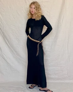 Motel Rocks Long Sleeve Dresses-Jadie Open Back Maxi Dress in Black