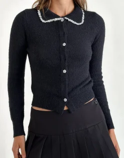 Motel Rocks Tailoring-Jaiko Cardigan in Knit Black