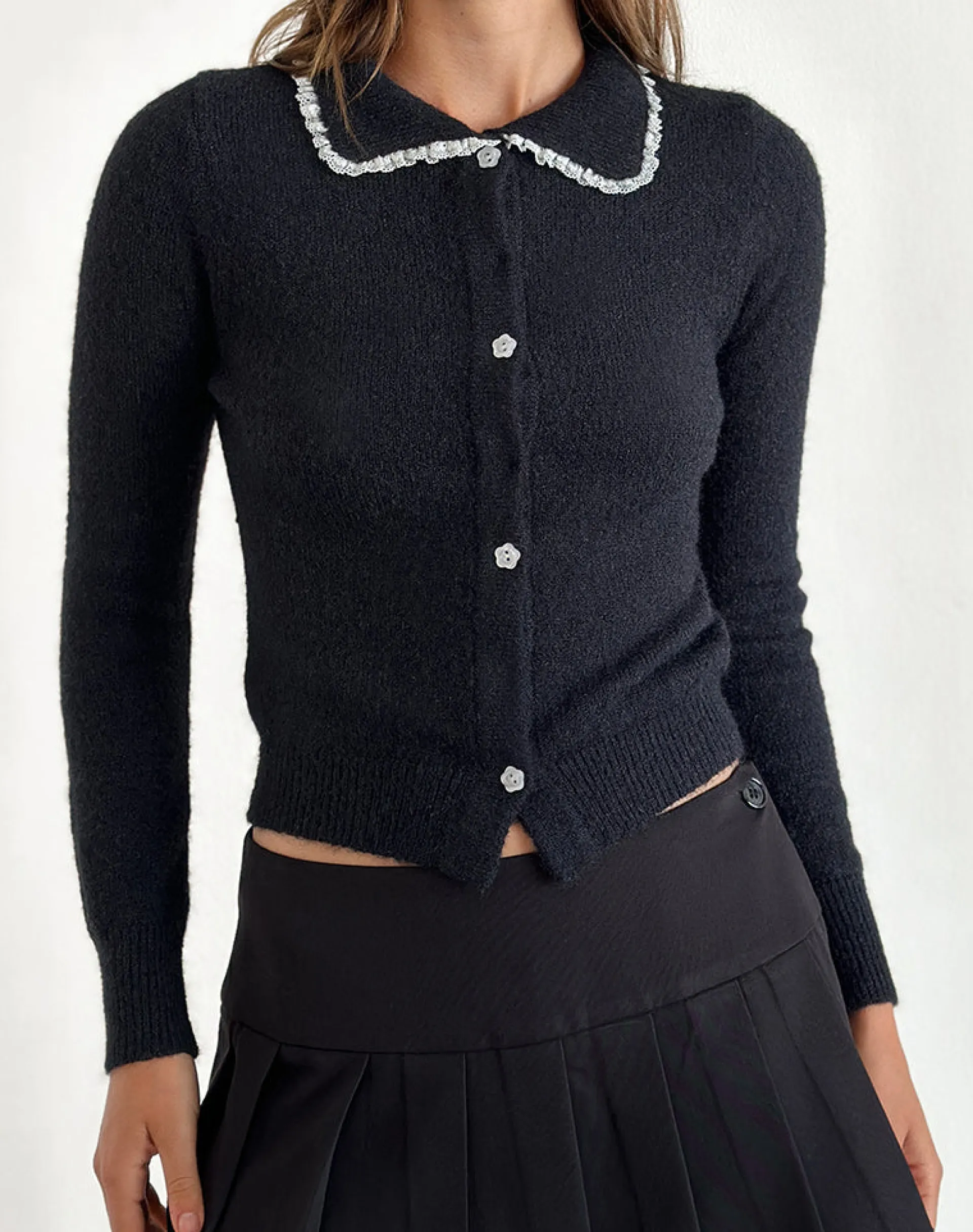 Motel Rocks Tailoring-Jaiko Cardigan in Knit Black