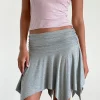 Motel Rocks Mini Skirts-Jamelia Mini Skirt in Soft Jersey Grey Marl