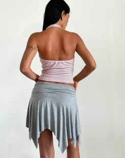 Motel Rocks Mini Skirts-Jamelia Mini Skirt in Soft Jersey Grey Marl