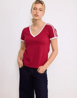 Motel Rocks Basic Tops | Tees-Janan Top in Adrenaline Red with White Binding AdrenalineRedwithWhiteBinding