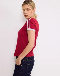 Motel Rocks Basic Tops | Tees-Janan Top in Adrenaline Red with White Binding AdrenalineRedwithWhiteBinding