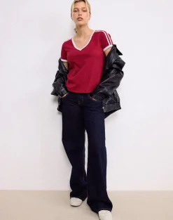Motel Rocks Basic Tops | Tees-Janan Top in Adrenaline Red with White Binding AdrenalineRedwithWhiteBinding