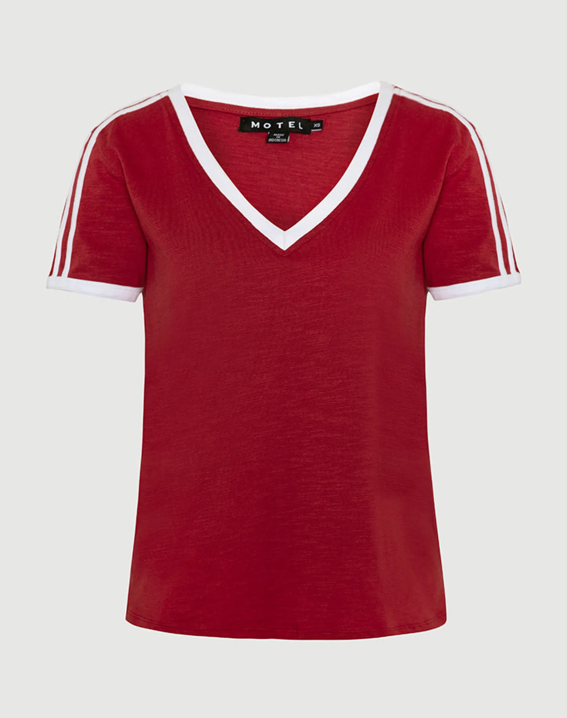 Motel Rocks Basic Tops | Tees-Janan Top in Adrenaline Red with White Binding AdrenalineRedwithWhiteBinding