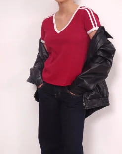 Motel Rocks Basic Tops | Tees-Janan Top in Adrenaline Red with White Binding AdrenalineRedwithWhiteBinding