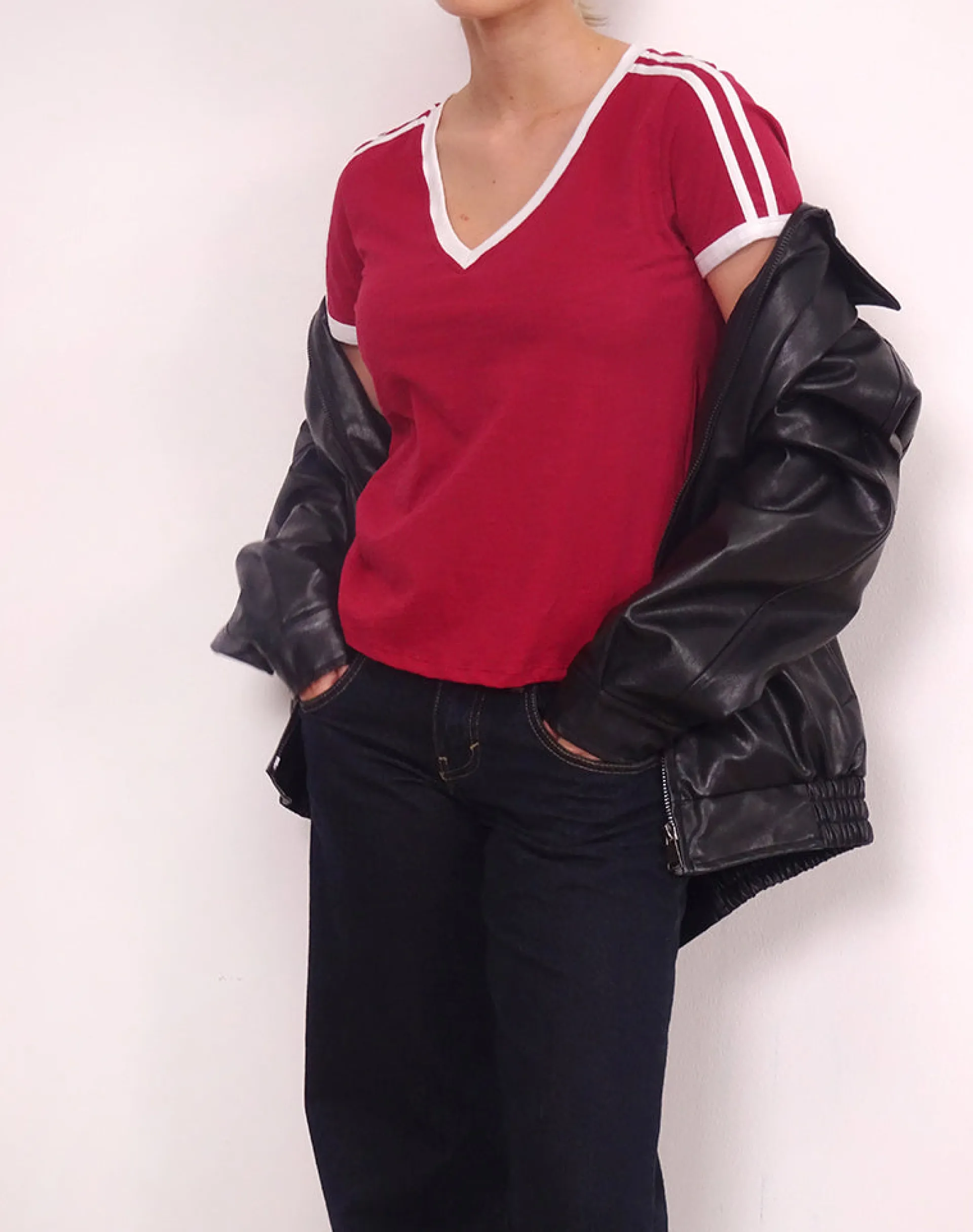 Motel Rocks Basic Tops | Tees-Janan Top in Adrenaline Red with White Binding AdrenalineRedwithWhiteBinding