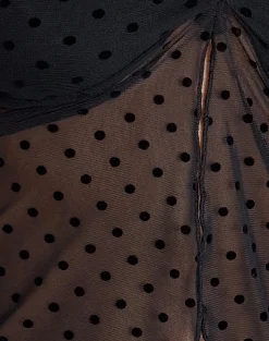 Motel Rocks Printed Tops | Going Out Tops-Janar Halterneck Top in Basic Polka Flock Black basicpolkaflockblack
