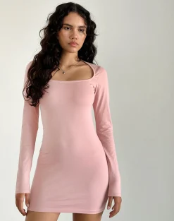Motel Rocks Basics | Day Dresses-Janjisu Bodycon Mini Dress in Pink Lady PinkLady