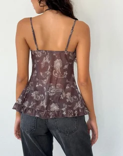 Motel Rocks Printed Tops-Jaraga Butterfly Top in Tonal Black Paisley tonalblackpaisley