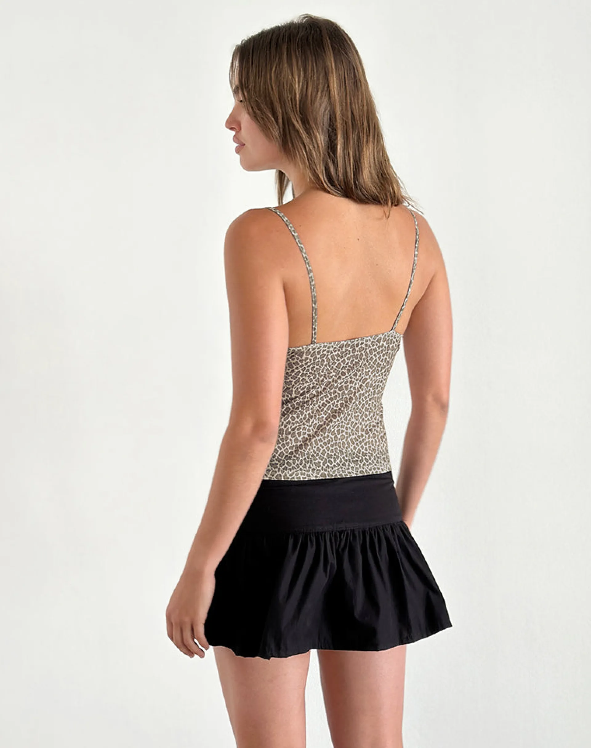 Motel Rocks Co-Ords | Printed Tops-Jarita Cami Top in Dainty Leopard Light Brown